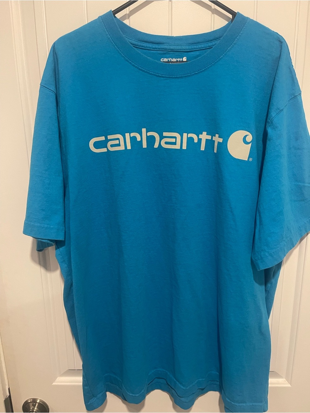 Carhartt Men's Short Sleeve Logo Tee in Teal Blue
